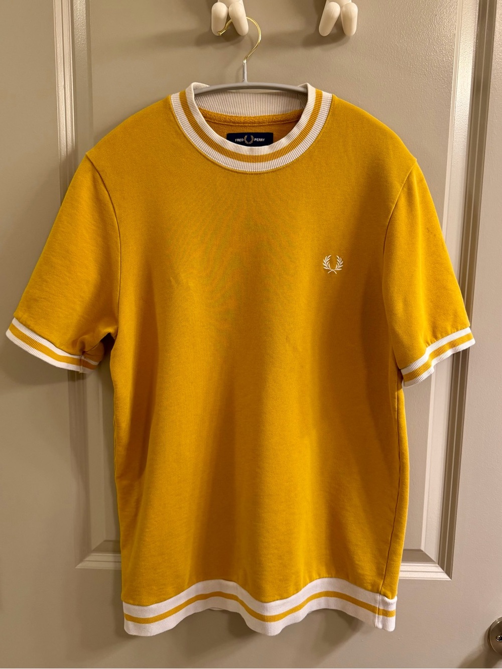 Fred Perry Yellow Short Sleeve Ringer Tee with White Trim